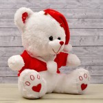 White 15 Inch Christmas Teddy Bear with Santa Jacket and Santa Cap